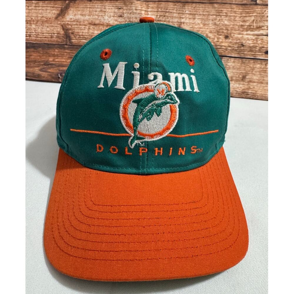 Vintage 90s Miami Dolphins Team NFL Snapback Hat Cap Football Eastport Teal